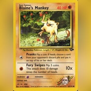 Blaine’s Mankey 63/132 Gym Challenge Pokémon Card – 1999 WOTC